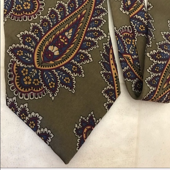 Oscar De La Renta Couture Camel Brown Paisley Tie - Picture 3 of 6